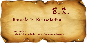 Bacsák Krisztofer névjegykártya