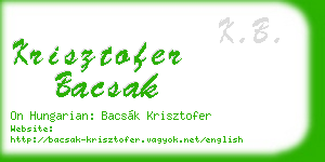 krisztofer bacsak business card
