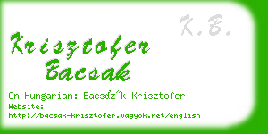 krisztofer bacsak business card